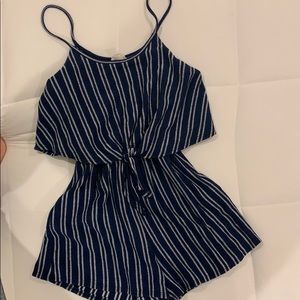 Blue and White Romper